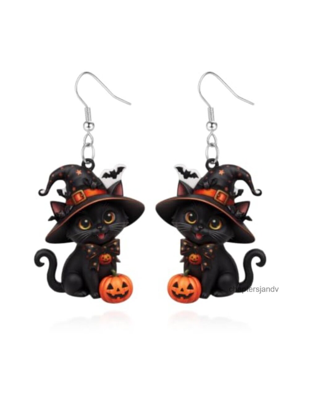 Acrylic Black Cat Dangle Earrings Halloween Costume Jewelry